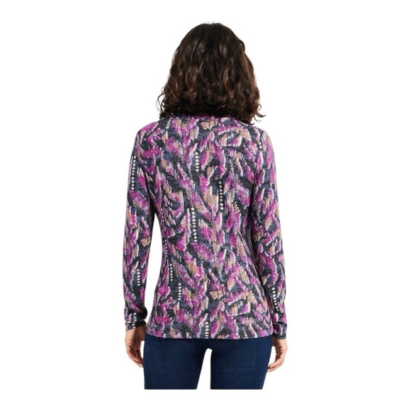 NZT Sweet Dreams Long Sleeve Printed Vines Popover Top  Nic + Zoe Pink Multi - Picture 3 of 15